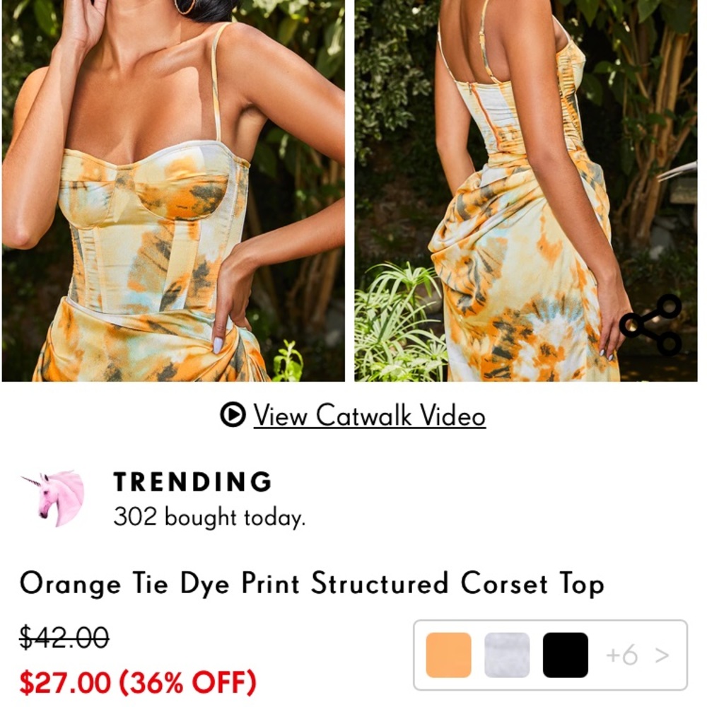 Orange tie dye corset top and skirt